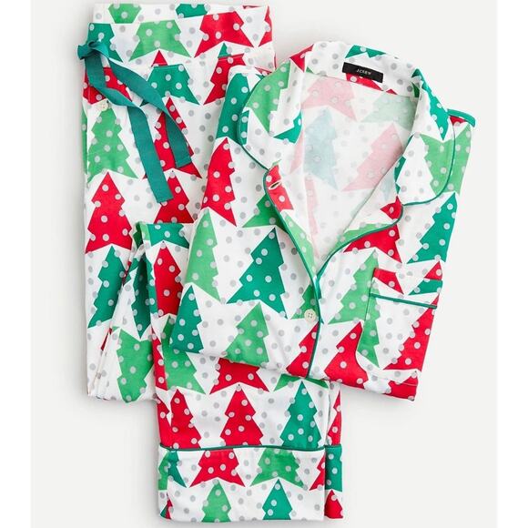 J.CREW Other - J. Crew $89.50 Holiday Festive Trees Knit Pajama Long Sleeve Sleep Set sz XS
